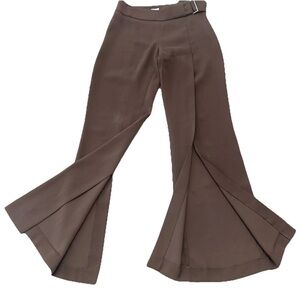 Cache Womens Sz 2 Brown Split-Leg to Thigh Front /Back Buckle Pants Office Party
